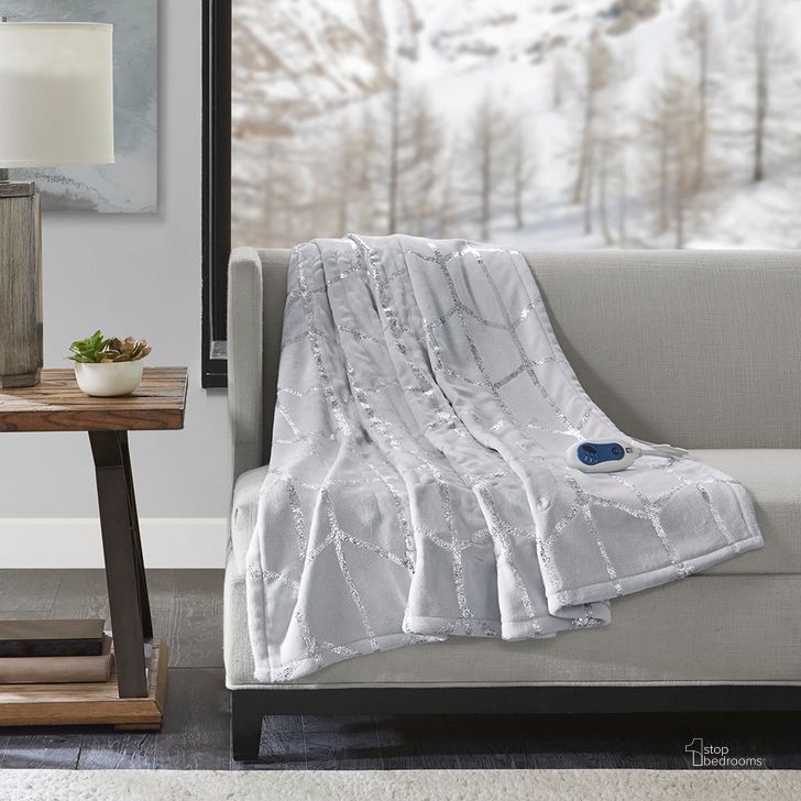 The appearance of Raina Polyester Heated Metallic Printed Throw In Grey designed by Olliix in the transitional interior design. This grey piece of furniture  was selected by 1StopBedrooms from Raina Collection to add a touch of cosiness and style into your home. Sku: TN54-0340. Material: Polyester. Product Type: Throw. Image1
