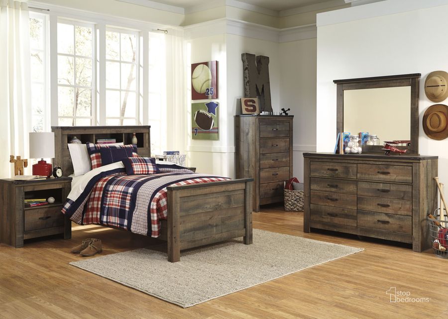 The appearance of Rainville Brown Bookcase Bed Bedroom Set 0qd2372735c designed by Bennett Interiors in the industrial interior design. This brown piece of furniture  was selected by 1StopBedrooms from Rainville Collection to add a touch of cosiness and style into your home. Sku: B446-52;B446-63;B446-83;B446-91. Bed Type: Bookcase Bed. Material: Wood. Product Type: Bookcase Bed. Bed Size: Twin. Image1