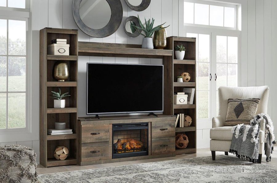 The appearance of Rainville Brown Entertainment Center and Wall 0qd24401929c designed by Bennett Interiors in the rustic / southwestern interior design. This brown piece of furniture  was selected by 1StopBedrooms from Rainville Collection to add a touch of cosiness and style into your home. Sku: EW0446-268;EW0446-124;EW0446-124;EW0446-127;W100-101. Material: Wood. Product Type: Entertainment Wall. Image1