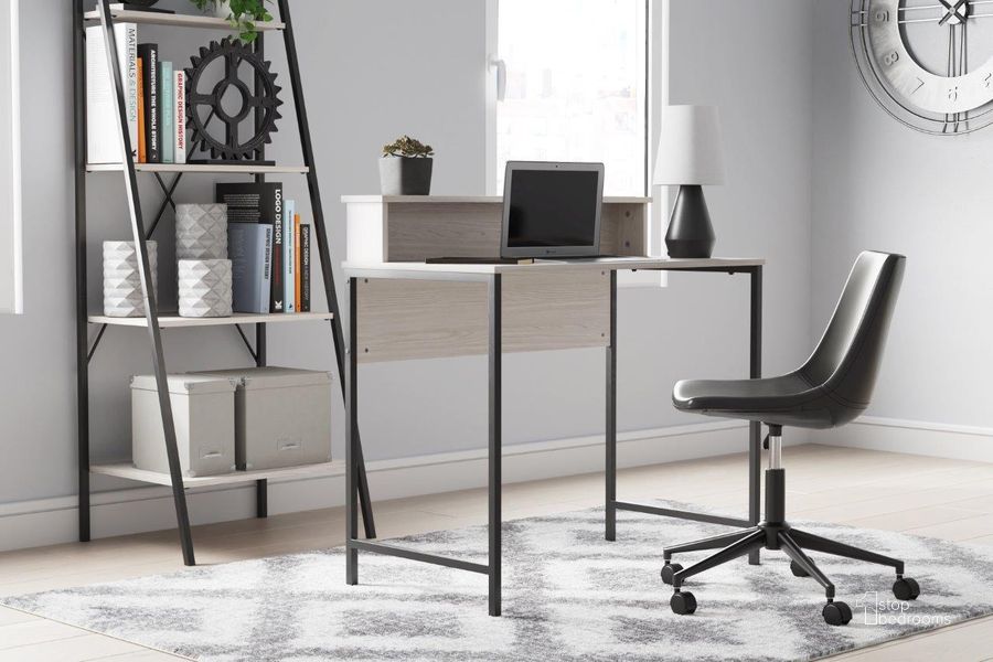 The appearance of Rapallo Black Home Office Set 0qd24495543 designed by Isaac Tahari in the transitional interior design. This white/black piece of furniture  was selected by 1StopBedrooms from Rapallo Collection to add a touch of cosiness and style into your home. Sku: H288-14;H200-09. Material: Metal. Product Type: Home Office Set. Image1