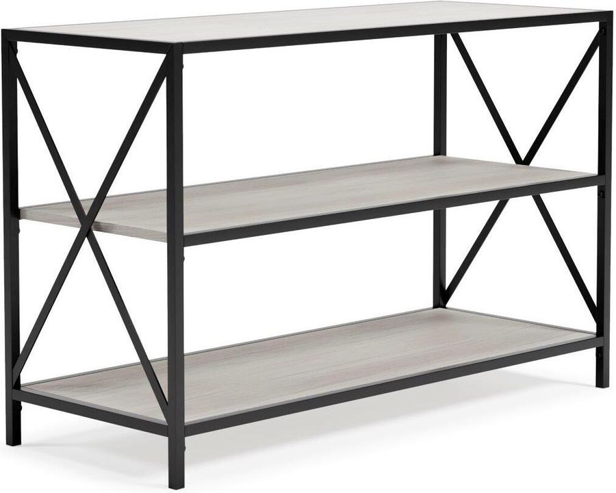 The appearance of Rapallo White/Black Bookcase Bookcases, Book Shelf 0qd24494734 designed by Isaac Tahari in the transitional interior design. This white/black piece of furniture  was selected by 1StopBedrooms from Rapallo Collection to add a touch of cosiness and style into your home. Sku: H288-60. Material: Metal. Product Type: Bookcase. Image1