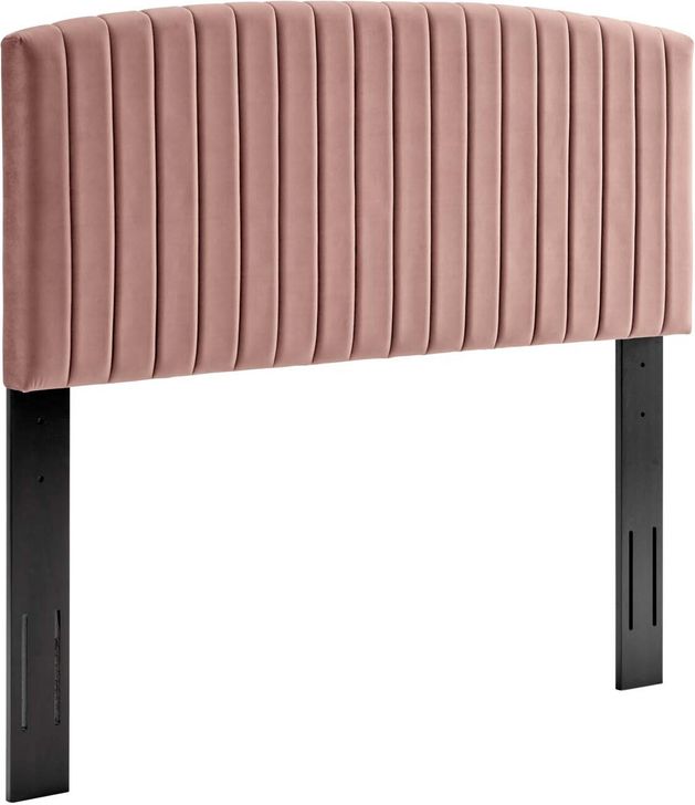 The appearance of Rebecca Dusty Rose Performance Velvet King / California King Headboard designed by Modway in the modern / contemporary interior design. This dusty rose piece of furniture  was selected by 1StopBedrooms from Rebecca Collection to add a touch of cosiness and style into your home. Sku: MOD-6142-DUS. Material: Wood. Product Type: Headboard. Bed Size: California King. Image1