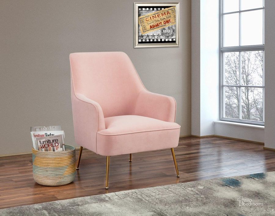 The appearance of Rebecca Leisure Chair Pink designed by Alpine in the modern / contemporary interior design. This gold pink piece of furniture  was selected by 1StopBedrooms from Rebecca Collection to add a touch of cosiness and style into your home. Sku: 9010-1-PNK. Product Type: Accent Chair. Material: Rubberwood. Image1