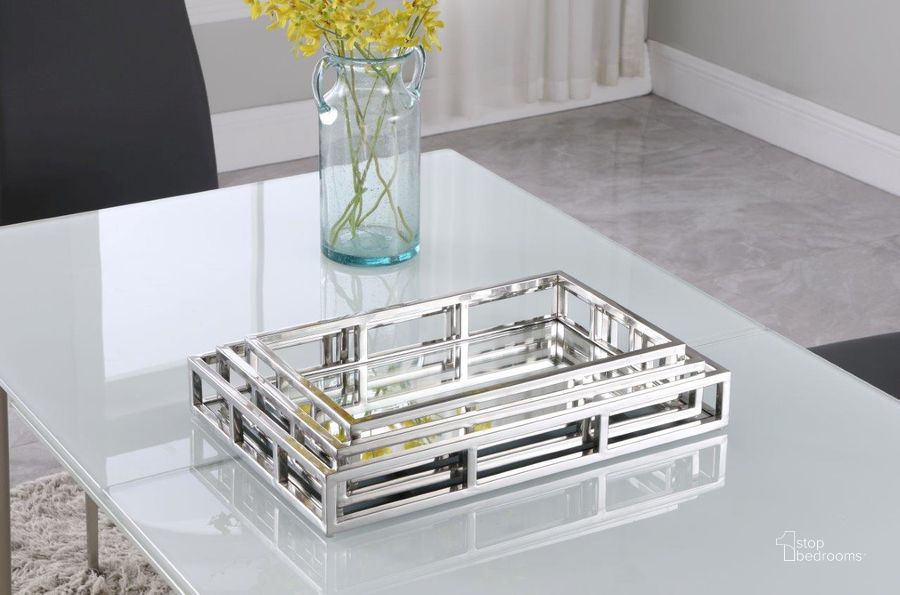 The appearance of Rectangular Stainless Steel Mirrored Nesting Trays designed by Chintaly Imports in the modern / contemporary interior design. This polished piece of furniture  was selected by 1StopBedrooms from  to add a touch of cosiness and style into your home. Sku: 1008-RCT-TR. Product Type: Tray. Material: Stainless Steel. Image1