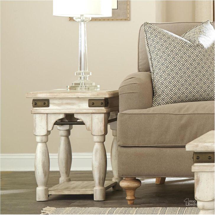 The appearance of Regan Farmhouse White Chairside Table designed by Riverside Furniture in the transitional interior design. This white piece of furniture  was selected by 1StopBedrooms from Regan Collection to add a touch of cosiness and style into your home. Sku: 27312. Product Type: End Table. Image1