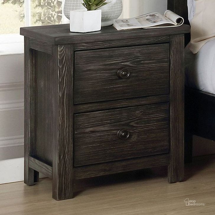 The appearance of Regensburg Night Stand In Dark Gray designed by Furniture of America in the rustic / southwestern interior design. This dark gray piece of furniture  was selected by 1StopBedrooms from Regensburg Collection to add a touch of cosiness and style into your home. Sku: FOA7169N. Material: Wood. Product Type: Nightstand. Image1