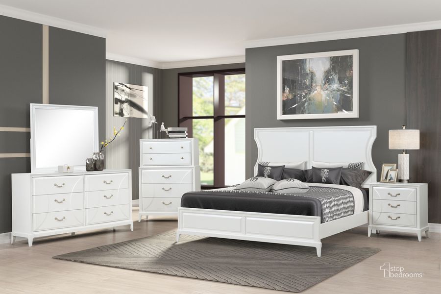 The appearance of Renascence Queen Panel Bed designed by Bernards in the  interior design. This white piece of furniture  was selected by 1StopBedrooms from Renascence Collection to add a touch of cosiness and style into your home. Sku: 388-105. Bed Type: Panel Bed. Product Type: Panel Bed. Bed Size: Queen. Material: Wood Veneer.
