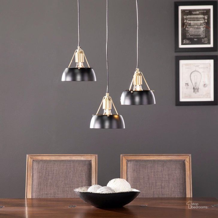 The appearance of Renmarco Contemporary 3-Light Cluster Pendant In Black designed by SEI Furniture in the modern / contemporary interior design. This black piece of furniture  was selected by 1StopBedrooms from Renmarco Collection to add a touch of cosiness and style into your home. Sku: LT1038648. Product Type: Pendant Lighting. Material: Iron. Image1