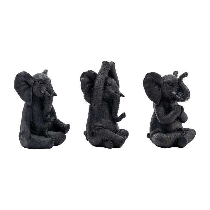 The appearance of Resin 8 Inch Yoga Elephants Set of 3 In Black designed by Sagebrook in the modern / contemporary interior design. This black piece of furniture  was selected by 1StopBedrooms from  to add a touch of cosiness and style into your home. Sku: 17103-03. Product Type: Decorative Accessory. Material: Resin. Image1