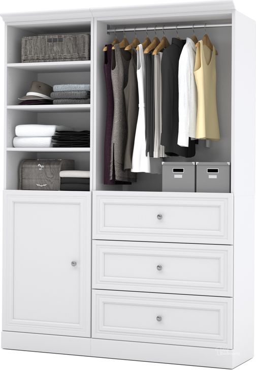The appearance of Rigmore White Armoire and Wardrobe 0qb2256660 designed by FineForm in the modern / contemporary interior design. This white piece of furniture  was selected by 1StopBedrooms from Rigmore Collection to add a touch of cosiness and style into your home. Sku: 40874-17. Material: Wood. Product Type: Wardrobe. Image1