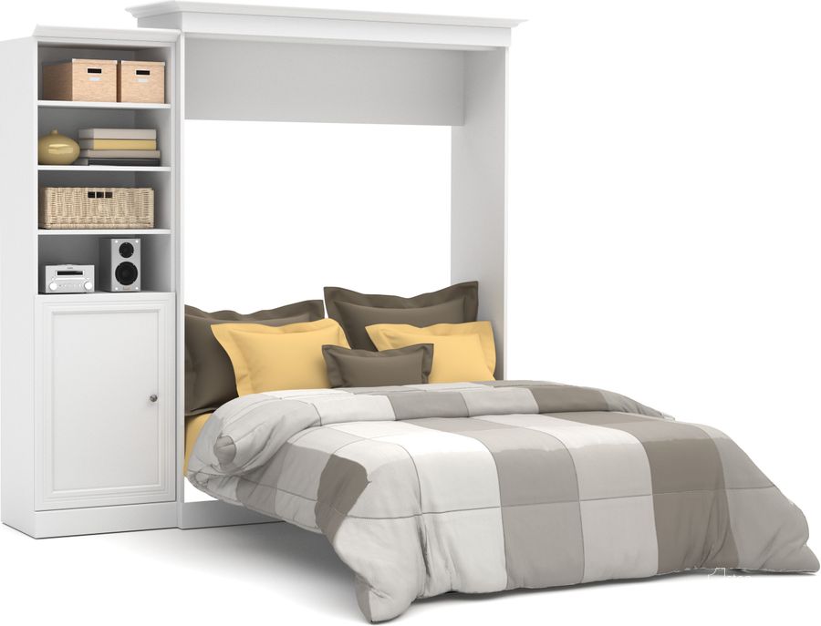The appearance of Rigmore White Queen Murphy Bed 0qb2256409 designed by FineForm in the modern / contemporary interior design. This white piece of furniture  was selected by 1StopBedrooms from Rigmore Collection to add a touch of cosiness and style into your home. Sku: 40882-17. Material: Wood. Bed Size: Queen. Bed Type: Murphy Bed. Product Type: Murphy Bed. Image1
