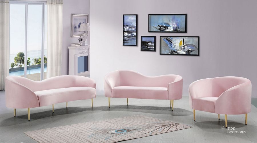 The appearance of Ritz Velvet Living Room Set (Pink) designed by Meridian in the modern / contemporary interior design. This pink velvet piece of furniture  was selected by 1StopBedrooms from Ritz Collection to add a touch of cosiness and style into your home. Sku: 659Pink-S;659Pink-L. Product Type: Living Room Set. Material: Velvet. Image1