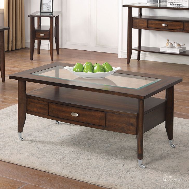 The appearance of Riverdale Coffee Table In Dark Walnut designed by Furniture of America in the transitional interior design. This dark walnut piece of furniture  was selected by 1StopBedrooms from Riverdale Collection to add a touch of cosiness and style into your home. Sku: CM4905WN-C. Material: Wood. Product Type: Coffee Table. Image1