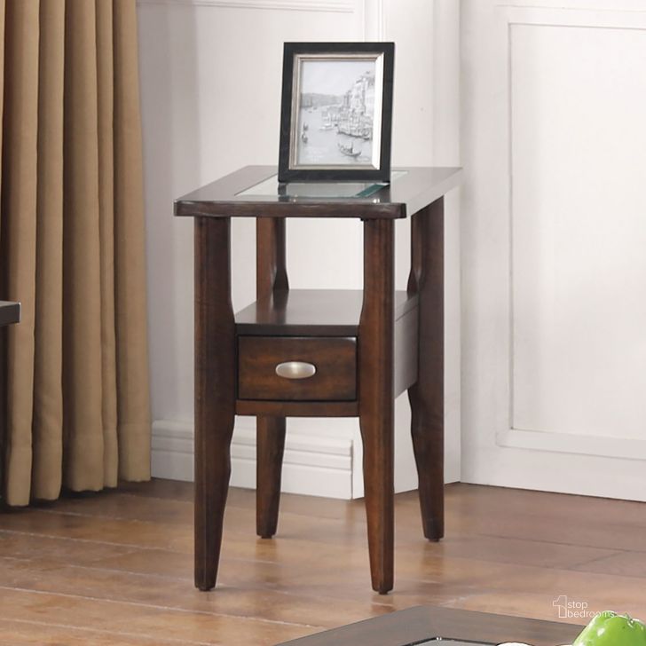 The appearance of Riverdale Side Table In Dark Walnut designed by Furniture of America in the transitional interior design. This dark walnut piece of furniture  was selected by 1StopBedrooms from Riverdale Collection to add a touch of cosiness and style into your home. Sku: CM4905WN-ST. Material: Wood. Product Type: Side Table. Image1
