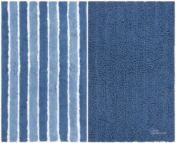 The appearance of Riviera Solid Stripe Tufted Bath Mat in Blue PMB722AB-2745-SET designed by Safavieh in the modern / contemporary interior design. This blue piece of furniture  was selected by 1StopBedrooms from Riviera Collection to add a touch of cosiness and style into your home. Sku: PMB722AB-2745-SET. Product Type: Rug. Material: Cotton. Image1