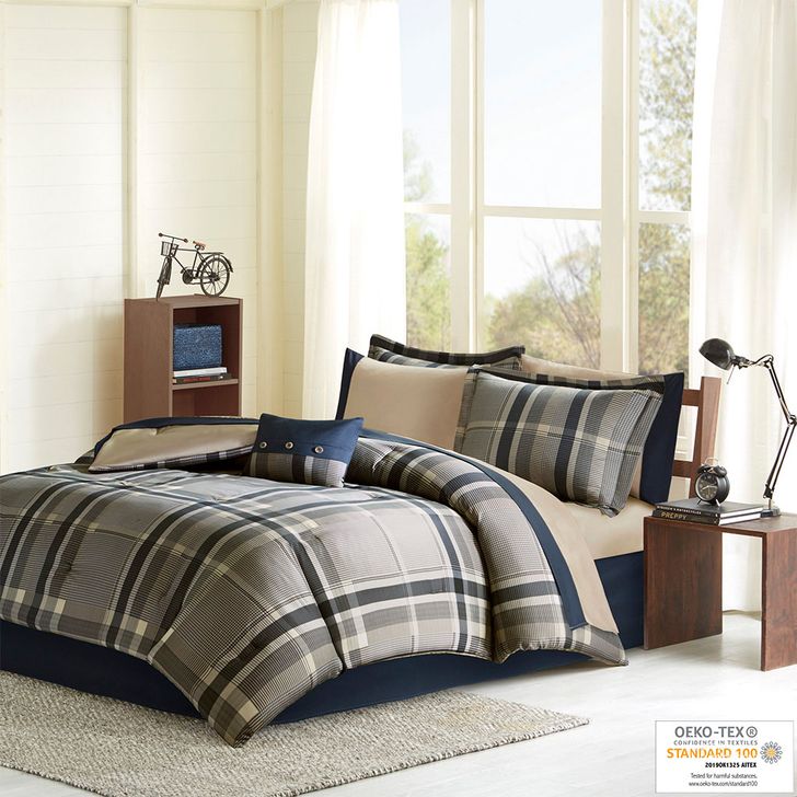 The appearance of Robbie Polyester Microfiber Printed 7 Piece Comforter With Twin Sheet Set In Navy Multi designed by Olliix in the transitional interior design. This navy multi piece of furniture  was selected by 1StopBedrooms from Robbie Collection to add a touch of cosiness and style into your home. Sku: ID10-1224. Material: Polyester. Bed Size: Twin. Product Type: Comforter Set. Image1