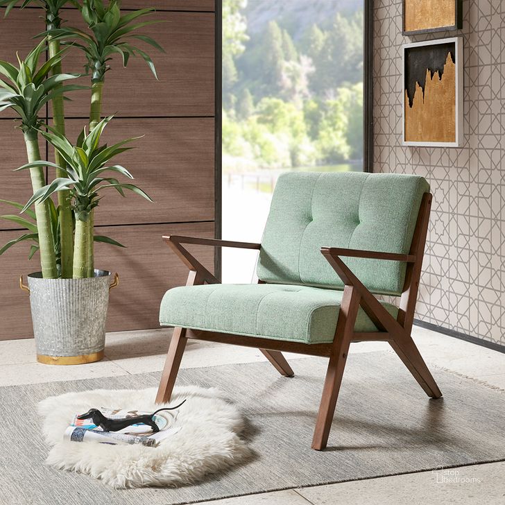 The appearance of Rocket Lounge In Seafoam designed by Olliix in the transitional interior design. This seafoam piece of furniture  was selected by 1StopBedrooms from Rocket Collection to add a touch of cosiness and style into your home. Sku: IIF18-0058. Material: Wood. Product Type: Lounge Chair. Image1