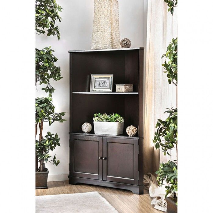 The appearance of Rockwall Dark Walnut Bookshelf designed by Furniture of America in the modern / contemporary interior design. This brown piece of furniture  was selected by 1StopBedrooms from Rockwall Collection to add a touch of cosiness and style into your home. Sku: CM-AC806EX. Material: Wood. Product Type: Standard Bookcase. Image1
