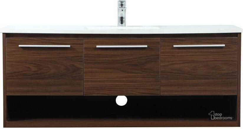 The appearance of Roman 48 Inch Single Bathroom Vanity In Walnut designed by Elegant Lighting in the transitional interior design. This walnut piece of furniture  was selected by 1StopBedrooms from Roman Collection to add a touch of cosiness and style into your home. Sku: VF43548MWT. Material: MDF. Product Type: Bathroom Vanity. Image1