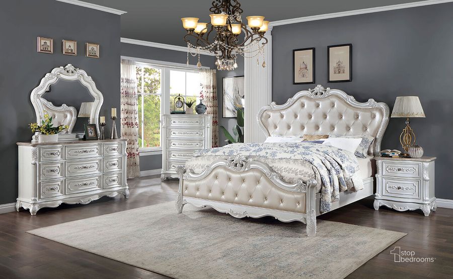 The appearance of Rosalind California King Bed In Pearl White designed by Furniture of America in the traditional interior design. This pearl white piece of furniture  was selected by 1StopBedrooms from Rosalind Collection to add a touch of cosiness and style into your home. Sku: CM7243WH-K-HB;CM7243WH-K-FB;CM7243WH-CK-R. Bed Type: Panel Bed. Material: Wood. Product Type: Panel Bed. Bed Size: California King. Image1