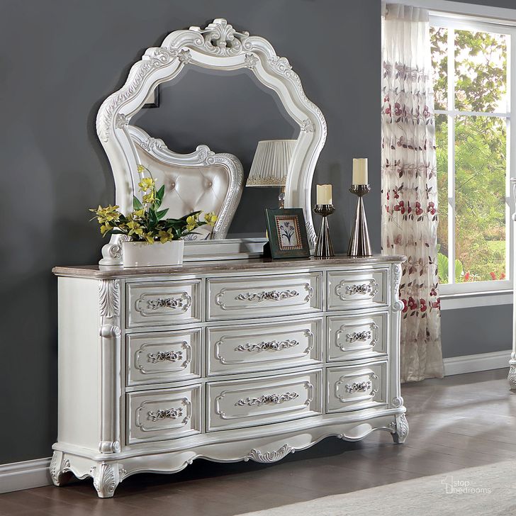 The appearance of Rosalind Dresser In Pearl White designed by Furniture of America in the traditional interior design. This pearl white piece of furniture  was selected by 1StopBedrooms from Rosalind Collection to add a touch of cosiness and style into your home. Sku: CM7243WH-D. Material: Wood. Product Type: Dresser. Image1