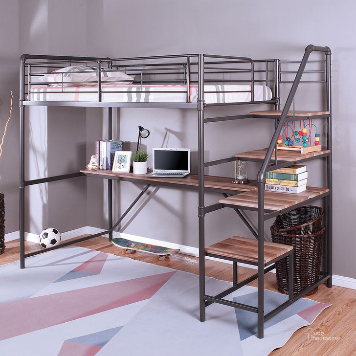 The appearance of Rowley Twin Over Workstation Bunk Bed In Sand Black and Natural designed by Furniture of America in the industrial interior design. This sand black and natural piece of furniture  was selected by 1StopBedrooms from Rowley Collection to add a touch of cosiness and style into your home. Sku: CM-BK657-1;CM-BK657-2. Bed Type: Bunk Bed. Material: Steel. Product Type: Bunk Bed. Bed Size: Twin. Image1