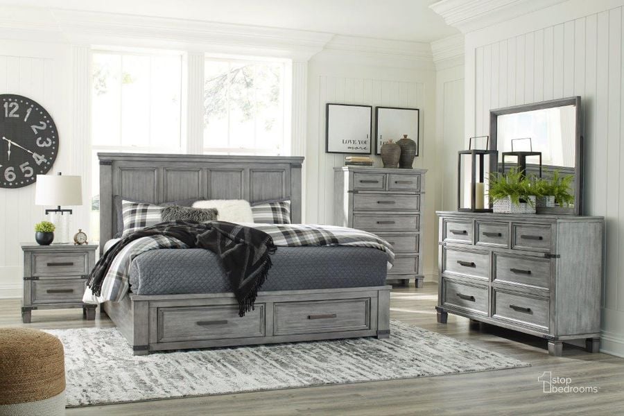 The appearance of Russelyn Gray Platform Storage Bedroom Set designed by Signature Design by Ashley in the transitional interior design. This gray piece of furniture  was selected by 1StopBedrooms from Russelyn Collection to add a touch of cosiness and style into your home. Sku: B772-57;B772-54S;B772-96;B772-92. Bed Type: Storage Bed. Material: Wood. Product Type: Storage Bed. Bed Size: Queen. Image1