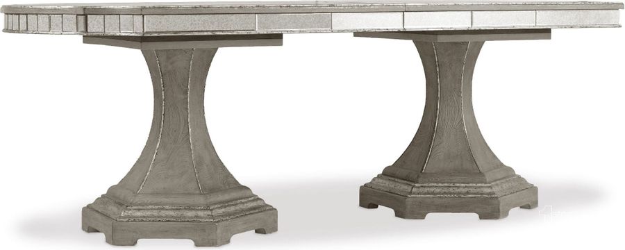 The appearance of Sanctuary Epoque Rectangular Extendable Dining Table designed by Hooker in the traditional interior design. This gray piece of furniture  was selected by 1StopBedrooms from Sanctuary Collection to add a touch of cosiness and style into your home. Sku: 5603-75003-LTBR;5603-75004-LTBR. Table Base Style: Double Pedestal. Material: Wood. Product Type: Dining Table. Table Top Shape: Rectangular. Image1