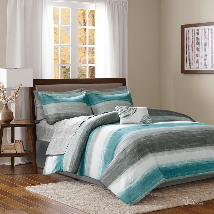 The appearance of Saben Polyester Microfiber Printed 9Pcs Complete Bed And California King Sheet Set In Aqua designed by Olliix in the transitional interior design. This aqua piece of furniture  was selected by 1StopBedrooms from Saben Collection to add a touch of cosiness and style into your home. Sku: MPE10-697. Material: Polyester. Bed Size: California King. Product Type: Bed Sheet. Image1