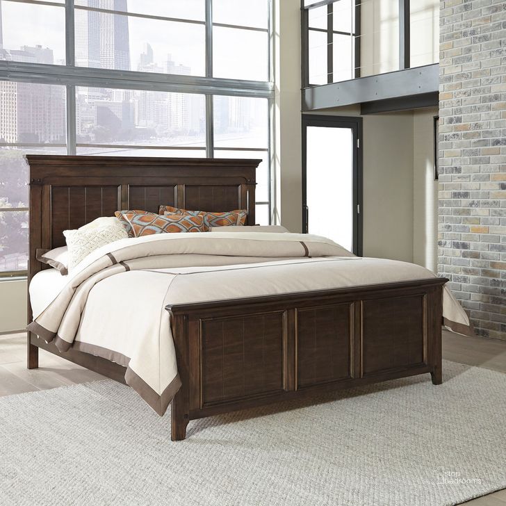 The appearance of Saddlebrook Tobacco King Panel Bed designed by Liberty in the transitional interior design. This brown piece of furniture  was selected by 1StopBedrooms from Saddlebrook Collection to add a touch of cosiness and style into your home. Sku: 184-BR15;184-BR16;184-BR90. Bed Type: Panel Bed. Material: Wood. Product Type: Panel Bed. Bed Size: King. Image1