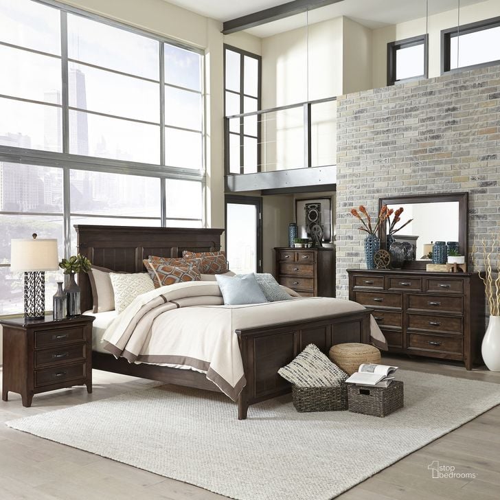 The appearance of Saddlebrook Tobacco Panel Bedroom Set designed by Liberty in the transitional interior design. This brown piece of furniture  was selected by 1StopBedrooms from Saddlebrook Collection to add a touch of cosiness and style into your home. Sku: 184-BR13;184-BR14;184-BR90;184-BR61. Bed Type: Panel Bed. Material: Wood. Product Type: Panel Bed. Bed Size: Queen. Image1