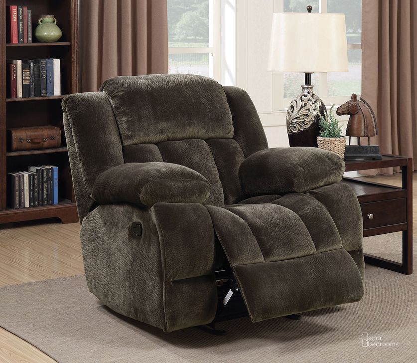 The appearance of Sadhbh Glider Recliner In Dark Brown designed by Furniture of America in the transitional interior design. This dark brown piece of furniture  was selected by 1StopBedrooms from Sadhbh Collection to add a touch of cosiness and style into your home. Sku: CM6283-CH-VN. Material: Wood. Product Type: Recliner. Image1