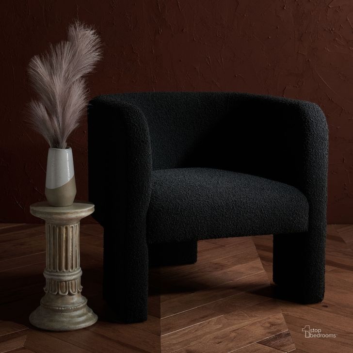 The appearance of Sammie 3 Leg Accent Chair In Black designed by Safavieh Couture in the modern / contemporary interior design. This black piece of furniture  was selected by 1StopBedrooms from Sammie Collection to add a touch of cosiness and style into your home. Sku: SFV5034B. Material: Wood. Product Type: Accent Chair. Image1