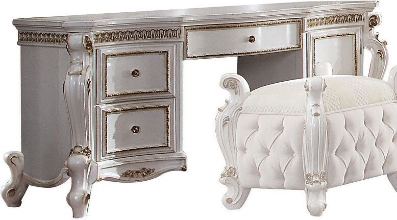 The appearance of Samuel Grove Antique Pearl Bedroom Vanity designed by Bennett Interiors in the rustic / southwestern interior design. This antique pearl piece of furniture  was selected by 1StopBedrooms from Samuel Grove Collection to add a touch of cosiness and style into your home. Sku: 27884. Material: Wood. Product Type: Bedroom Vanity. Image1