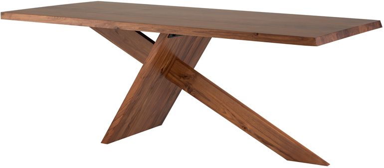 The appearance of Samurai Walnut Wood Dining Table HGNE120 designed by Nuevo in the modern / contemporary interior design. This walnut piece of furniture  was selected by 1StopBedrooms from Samurai Collection to add a touch of cosiness and style into your home. Sku: HGNE120. Table Base Style: Trestle. Material: Wood. Product Type: Dining Table. Table Top Shape: Rectangular. Size: 39". Image1
