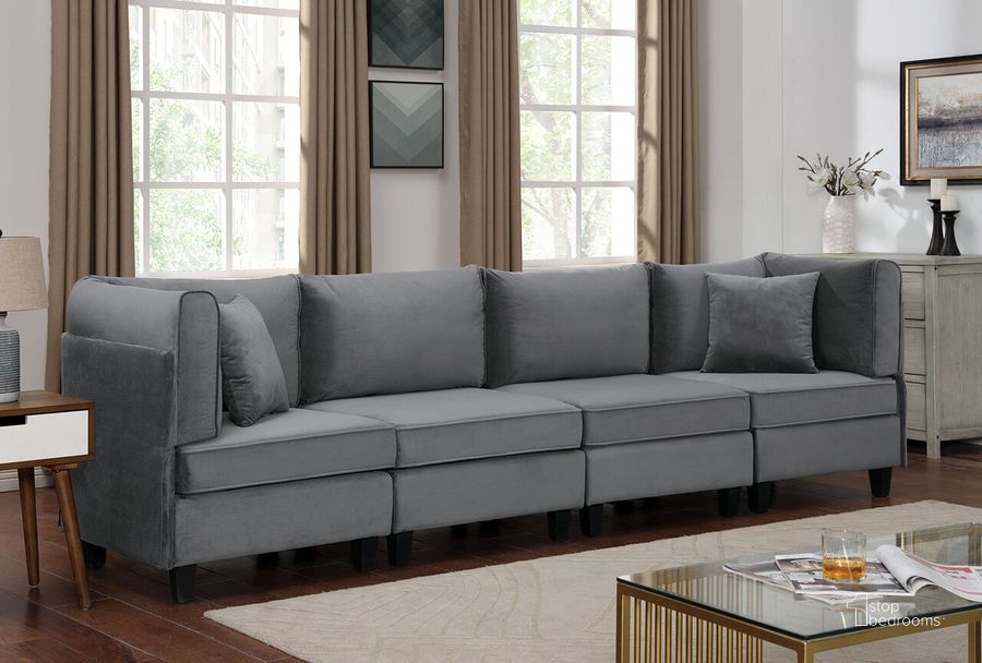 The appearance of Sandrine Large Sofa In Gray designed by Furniture of America in the modern / contemporary interior design. This gray piece of furniture  was selected by 1StopBedrooms from Sandrine Collection to add a touch of cosiness and style into your home. Sku: CM6499-CNR;CM6499-CH. Product Type: Sofa. Material: Flannelette.