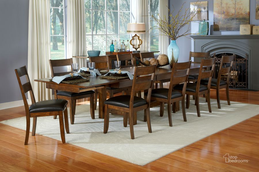 The appearance of Sandringson Whiskey Dining Room Set 0qb2350216 designed by Off 5th Home in the transitional interior design. This whiskey piece of furniture  was selected by 1StopBedrooms from Sandringson Collection to add a touch of cosiness and style into your home. Sku: MRPRW6081;MRPRW2552. Table Base Style: Trestle. Product Type: Dining Room Set. Table Top Shape: Rectangular. Material: Rubberwood. Image1