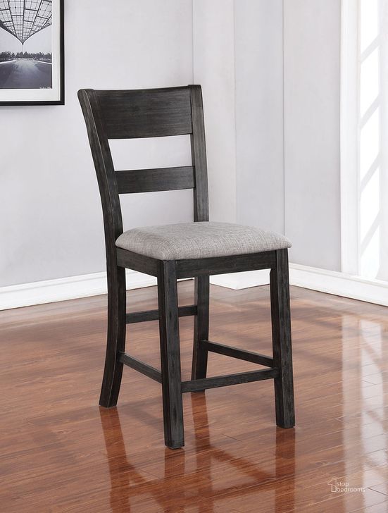 The appearance of Sania Counter Height Side Chair Set of 2 In Antique Black designed by Furniture of America in the rustic / southwestern interior design. This antique black piece of furniture  was selected by 1StopBedrooms from Sania Collection to add a touch of cosiness and style into your home. Sku: CM3445PC-2PK. Material: Wood. Product Type: Side Chair.