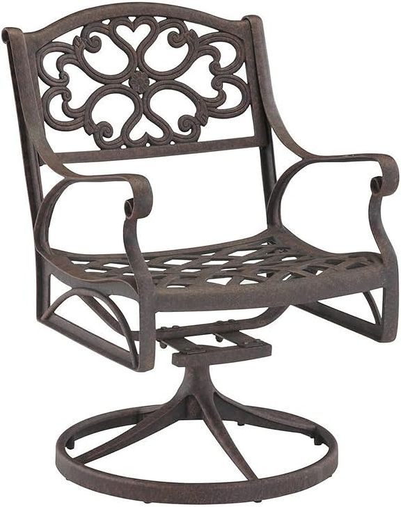 The appearance of Sanibel Bronze Outdoor Swivel Rocking Chair 6655-53 designed by Homestyles in the traditional interior design. This bronze piece of furniture  was selected by 1StopBedrooms from Sanibel Collection to add a touch of cosiness and style into your home. Sku: 6655-53. Material: Aluminum. Product Type: Swivel Chair. Image1