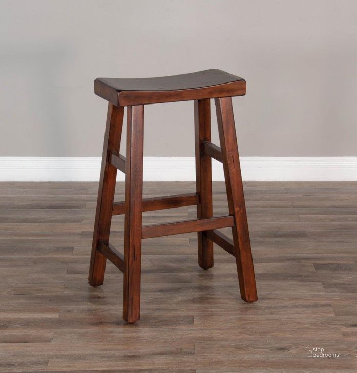 The appearance of Santa Fe 30 Inch Saddle Seat Stool Set of 2 With Wood Seat designed by Sunny Design in the traditional interior design. This dark brown piece of furniture  was selected by 1StopBedrooms from Santa Fe Collection to add a touch of cosiness and style into your home. Sku: 1768DC2-30. Material: Wood. Product Type: Barstool. Image1