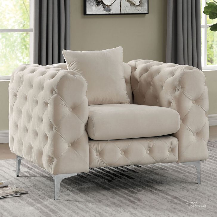 The appearance of Sapphira Chair In Beige designed by Furniture of America in the modern / contemporary interior design. This beige piece of furniture  was selected by 1StopBedrooms from Sapphira Collection to add a touch of cosiness and style into your home. Sku: CM6498BG-CH-1;CM6498BG-CH-2;CM6498BG-3. Material: Steel. Product Type: Chair. Image1