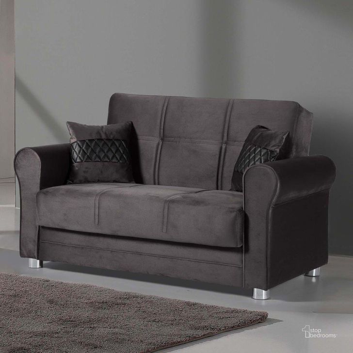The appearance of Sara Upholstered Convertible Loveseat with Storage In Gray designed by Casamode in the modern / contemporary interior design. This gray piece of furniture  was selected by 1StopBedrooms from Sara Collection to add a touch of cosiness and style into your home. Sku: SARA-GRY-LS. Material: Microfiber. Product Type: Loveseat. Image1