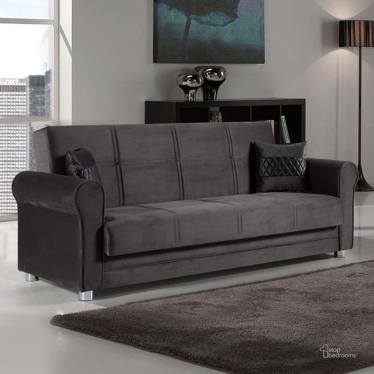 The appearance of Sara Upholstered Convertible Sofabed with Storage In Gray designed by Casamode in the modern / contemporary interior design. This gray piece of furniture  was selected by 1StopBedrooms from Sara Collection to add a touch of cosiness and style into your home. Sku: SARA-GRY-SB. Material: Microfiber. Product Type: Sofa Bed. Image1
