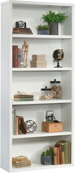 Sauder Select 5 Shelf Bookcase In Soft White 1StopBedrooms