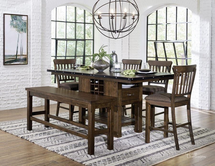 The appearance of Schleiger Dark Brown Extendable Counter Height Dining Room Set designed by Homelegance in the transitional interior design. This brown piece of furniture  was selected by 1StopBedrooms from Schleiger Collection to add a touch of cosiness and style into your home. Sku: 5400-36XL;5400-36XLB;5400-24. Table Base Style: Pedestal. Material: Wood. Product Type: Dining Room Set. Table Top Shape: Rectangular. Image1