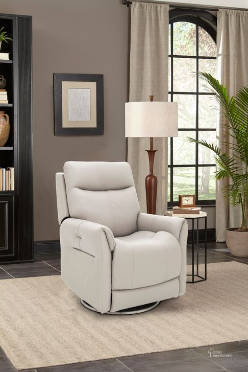 The appearance of Scottsdale Rainer Dove Swivel Recliner With Power Recline Power Head Rest And Power Lumbar Lay Flat designed by BarcaLounger in the transitional interior design. This dove piece of furniture  was selected by 1StopBedrooms from Scottsdale Collection to add a touch of cosiness and style into your home. Sku: 3PHL1212375091. Material: Leather. Product Type: Recliner. Image1