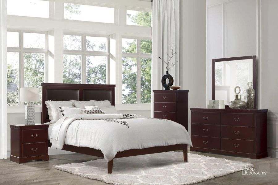The appearance of Seabright Cherry Panel Bedroom Set designed by Homelegance in the transitional interior design. This brown piece of furniture  was selected by 1StopBedrooms from Seabright Collection to add a touch of cosiness and style into your home. Sku: 1519CH-1;1519CH-3;1519CH-4. Bed Type: Panel Bed. Material: Wood. Product Type: Panel Bed. Bed Size: Queen. Image1