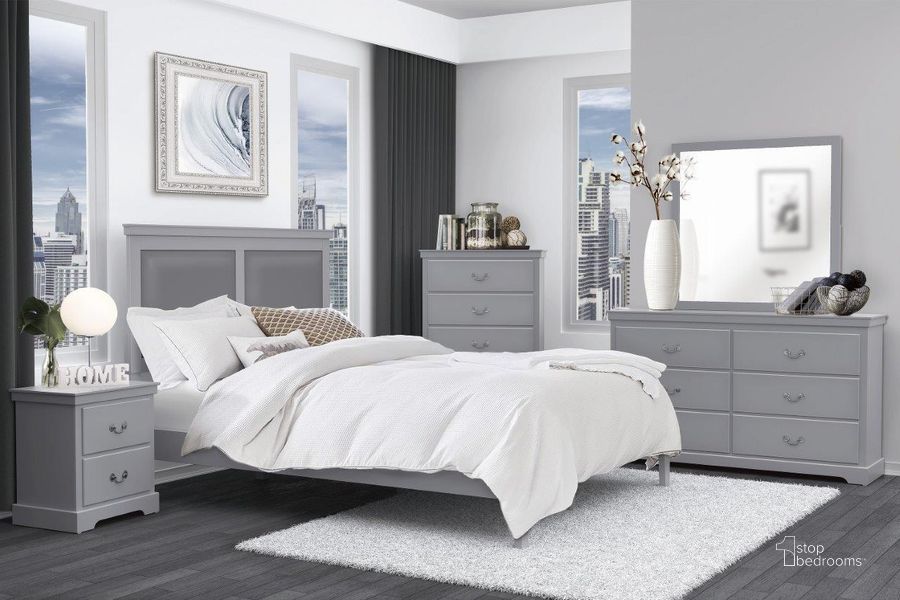 The appearance of Seabright Gray Panel Bedroom Set designed by Homelegance in the transitional interior design. This gray piece of furniture  was selected by 1StopBedrooms from Seabright Collection to add a touch of cosiness and style into your home. Sku: 1519GY-1;1519GY-3;1519GY-4. Bed Type: Panel Bed. Material: Wood. Product Type: Panel Bed. Bed Size: Queen. Image1