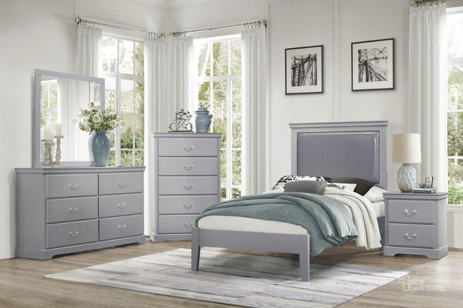 The appearance of Seabright Gray Youth Panel Bedroom Set designed by Homelegance in the transitional interior design. This gray piece of furniture  was selected by 1StopBedrooms from Seabright Collection to add a touch of cosiness and style into your home. Sku: 1519GYT-1;1519GYT-3;1519GY-4. Bed Type: Panel Bed. Material: Wood. Product Type: Panel Bed. Bed Size: Twin. Image1
