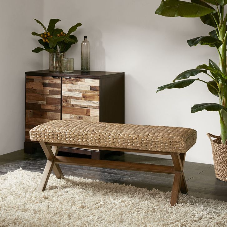 The appearance of Seadrift Bench In Brown designed by Olliix in the industrial interior design. This brown piece of furniture  was selected by 1StopBedrooms from Seadrift Collection to add a touch of cosiness and style into your home. Sku: II105-0256. Material: Wood. Product Type: Bench. Image1